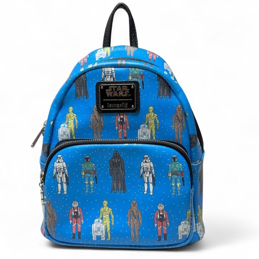 Loungefly Star Wars Action Figures Mini Backpack Blue Droids Print Collectible